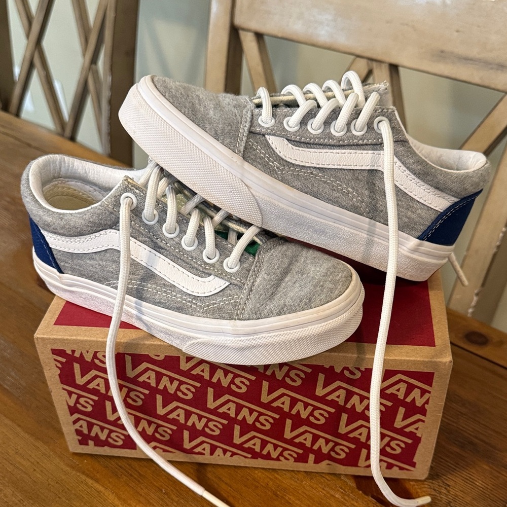 Kids Vans Old Skool -Gray & Blue Casual Sneakers Sz 13 - Picture 2 of 6